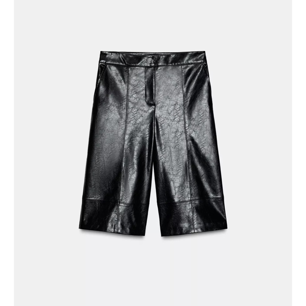 Zara FAUX LEATHER LONG SHORTS - Picture 3 of 7